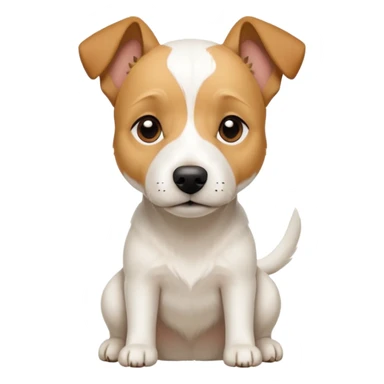 a full body facing front on of a buff white parson russell terrier looking dog the size of a kelpie with light brown long ears resting on its face and a light brown patch above one eye and a large snout. the rest of the dog is completely white.  sticker