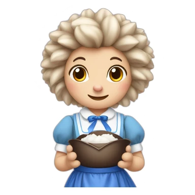 Hedgehog wearing a blue maid dress with a black bow and apron sticker