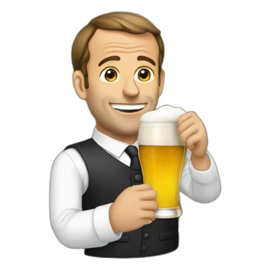 macron qui boi de la bier sticker