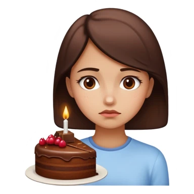 The girl looks sadly at the food sticker