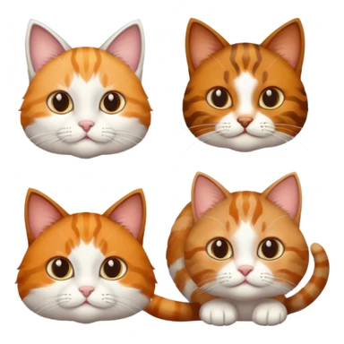 3 cats different colours including brown tabby and white, calico, and ginger and white sticker
