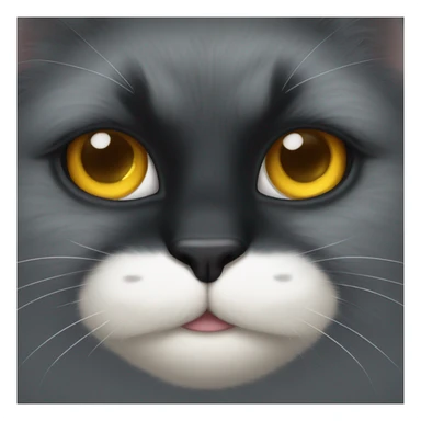 fluffy black cat nose half white sticker