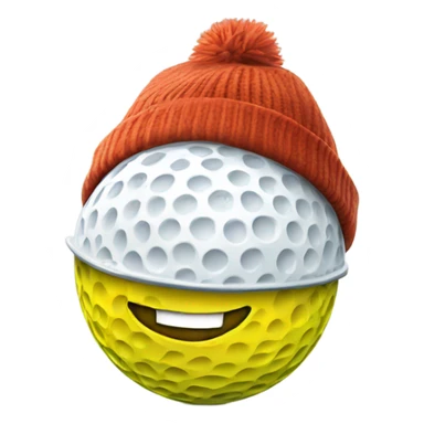 A golf ball wearing a winter hat smiling sticker