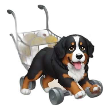 Bernese mountain dog hiking pulling a cart sticker
