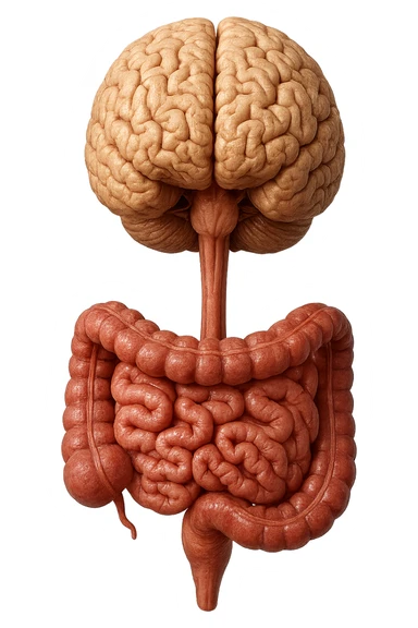 intestino e cervello sono collegati verticalmente, iperrealistico 4k sticker