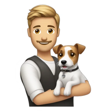 Modern hair cut Man with jack russell terrier dog sticker