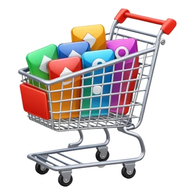 shopping cart filled with video play buttons sticker