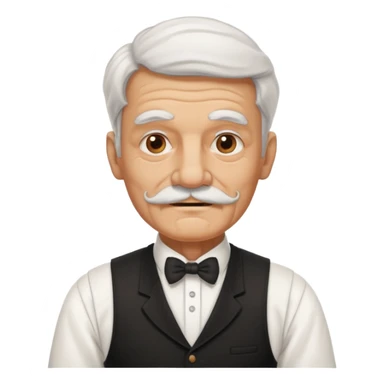 mustached old waiter man sticker