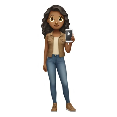 Girl with tan skin taking a selfie full body sticker