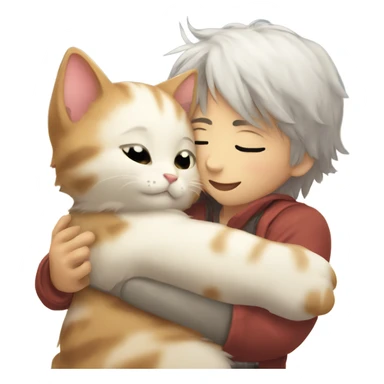 Cute anime kitten hug sticker