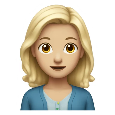 blonde girl with brown eyes and blue cardigan  sticker