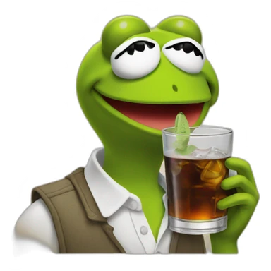 Kermit with  drink jack daniel sticker