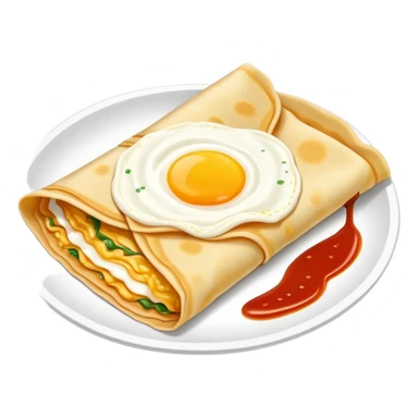 Chinese Crepe Jianbing folded with sauce and egg, simplified emoji style with bold outlines and bright colors, cartoon style popular street breakfast sticker