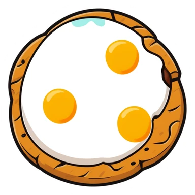 brown plain cookie with sunny side up egg on top sticker