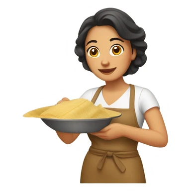 Mexican woman cooking tamales sticker