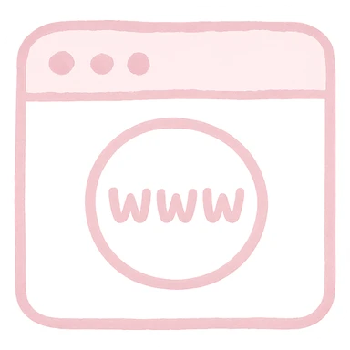 Japanese hand-drawn style, pink theme, soft and cute browser icon, transparent background, for mobile home screen sticker