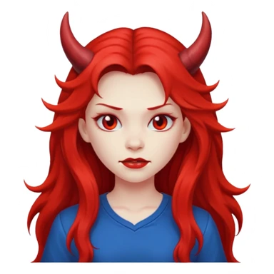 a long-haired devil girl with shirt sticker