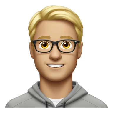 Man, Blond hair, airpods in the ears, glasses and nike hoodie sticker