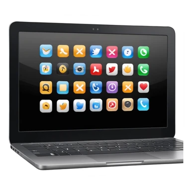 A simple black laptop displaying app icons in a 6x4 grid sticker