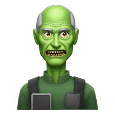 green steve jobs as zombie sticker