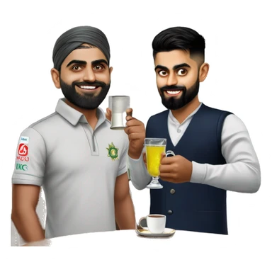 babar azam pouring tea in to  virat kohli's glass sticker