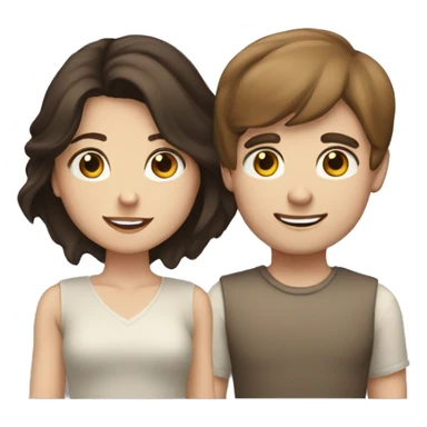 blue eyed brunette boy with brown eyed brunette girl sticker