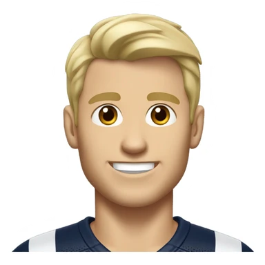 Skinny Caucasian male blonde combed over hair smiling wearing a Houston Texans polo sticker