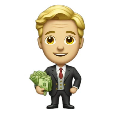 Rich man with money sticker