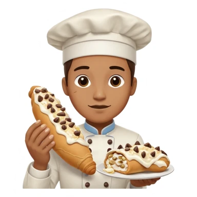 Smashed overworked pastry chef with cannoli sticker