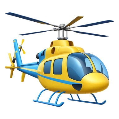 Cartoon-style helicopter, simple and colorful design, white background, emoji style sticker