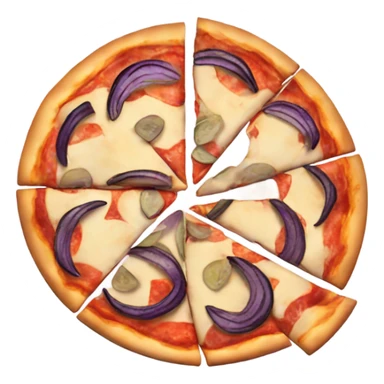 pizza with a egg plant sticker