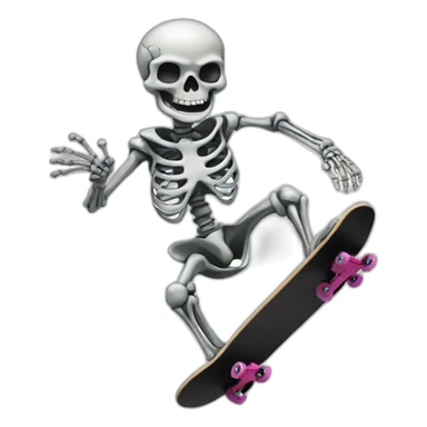 skeleton on frie skateing on skate and making kickflip sticker