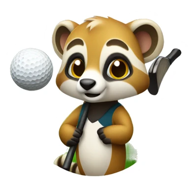 coati with golf club sticker