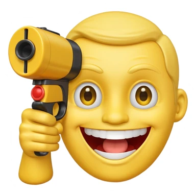 Yellow laughing face pointing gun at its own temple sticker
