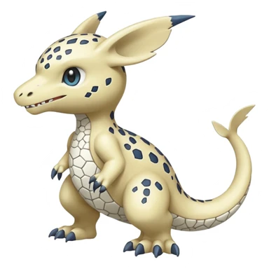   Marble-Patterned Stony Soft-speckled Weathered Pale Pokémon-Fakémon-Digimon-Creature, (full body) sticker