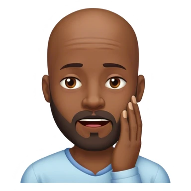 Black bald man with beard toothache sticker