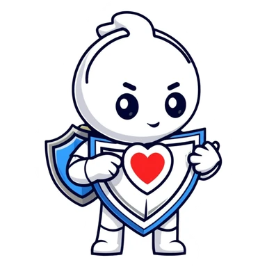 AI agent character with a shield and heart symbolizing protection and support for reporting child abuse sticker