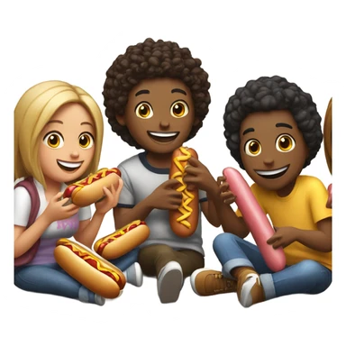 friends playing video games while eating hot dogs and giggling sticker