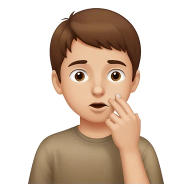 fair skin brown haired boy picking his nose  sticker