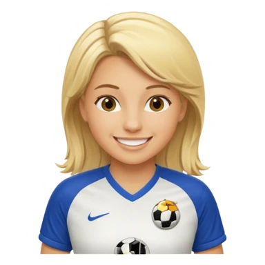 blond soccer girl, smiling, in action sticker