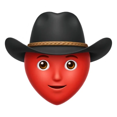 🫀ponle a este corazón un sombrero de vaquero color negro encima sticker