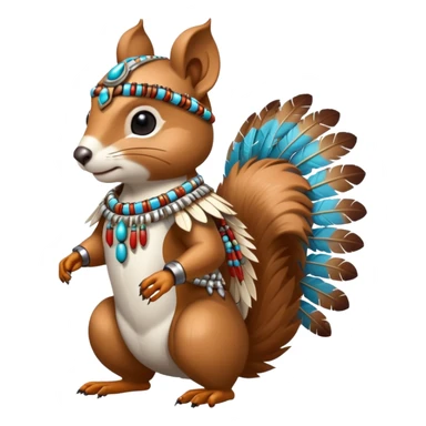 Full Robotic squirrel wearing native American regalia with feathers and beads sticker