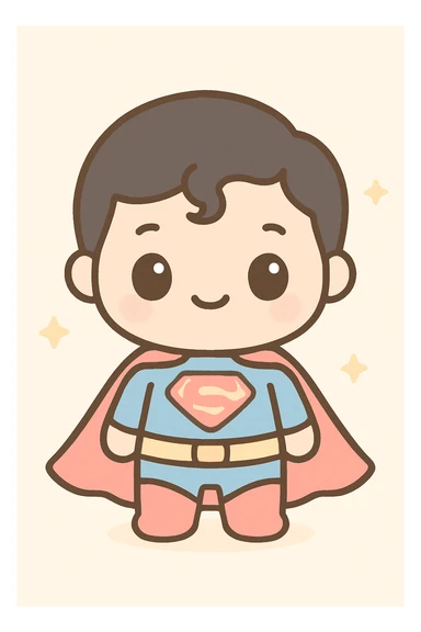 super men in kawaii cartoon style sticker