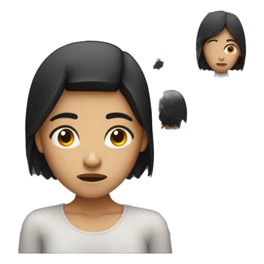 Worried look on a dark haired female  sticker