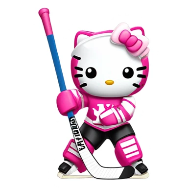 Pink hello kitty as a hockey goalie sticker