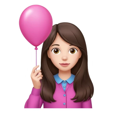 brunette long hair girl with pink baloon sticker