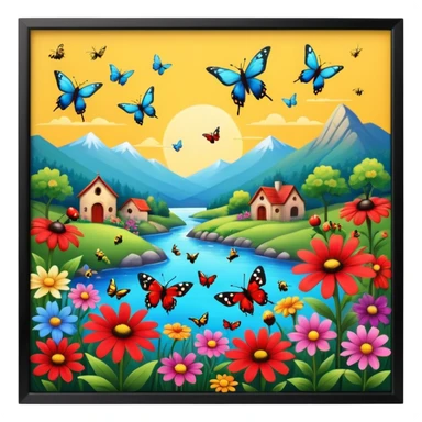 🎨Donde danzan las mariposas y los colibrís y entre las 💐flores y la 🏞️naturaleza las 🐝abejas bebiendo el néctar de las flores polinizando the 🐞ladybug rojo divino entre los jardines de pintorescos y majestuosos colores sticker