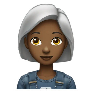 a young african girl who is a programmer using her mac book to code and where a denim top sticker