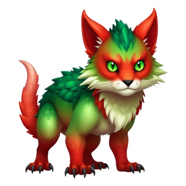 Cool Edgy Green-Red-gradient badass Fionbri-Vernid-Trico-animal-creature full bodyd sticker