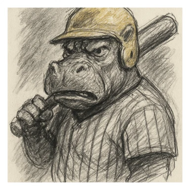 hippo holding a baseball bat, wearing a yellow helmet, pinstripes outfit sticker